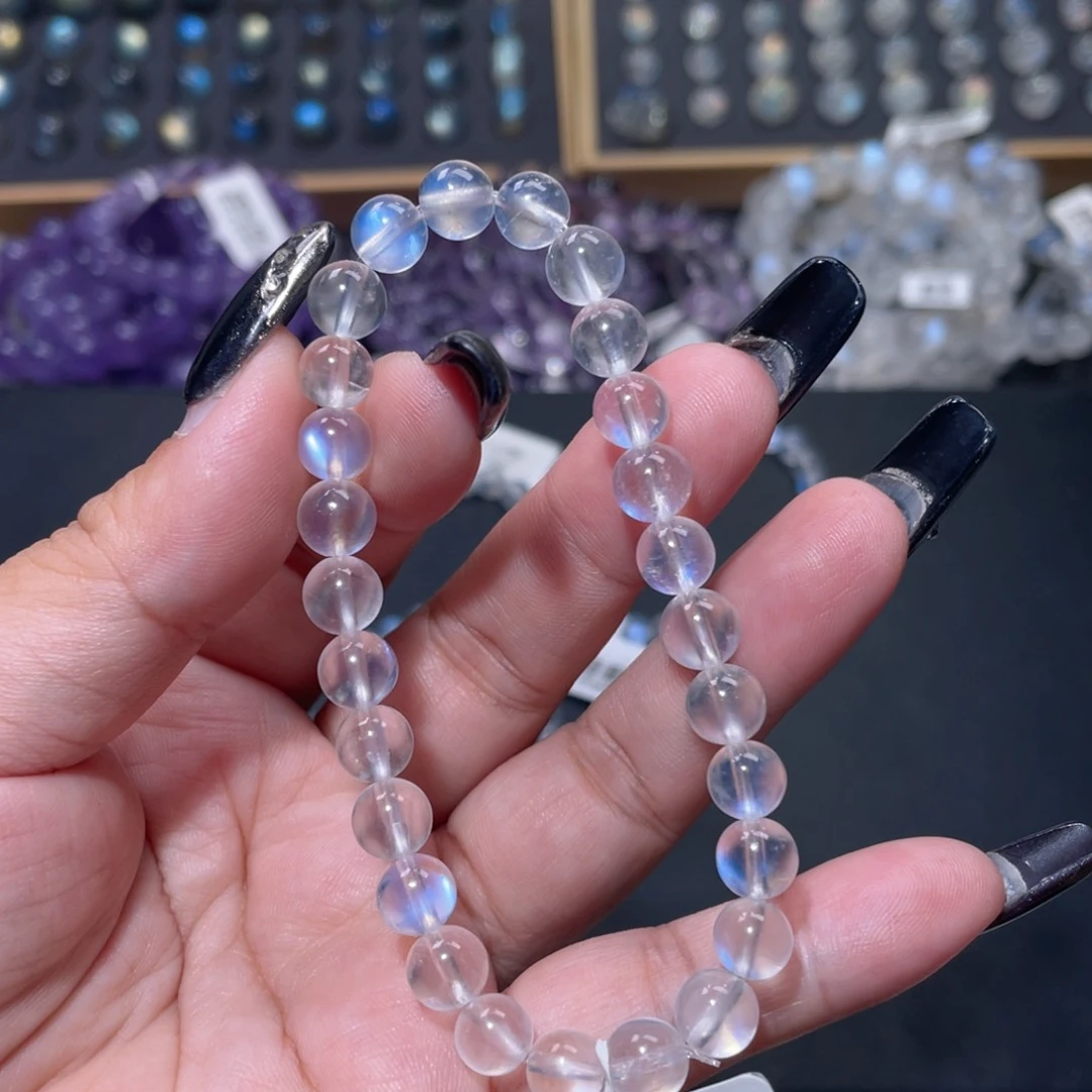 朱***儿手链未镶嵌长石蓝月光手链6mm+