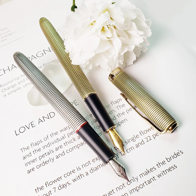 金豪75卓尔钢笔 全金属金格银格笔杆 鸡尾德国施密特Schmidt笔尖