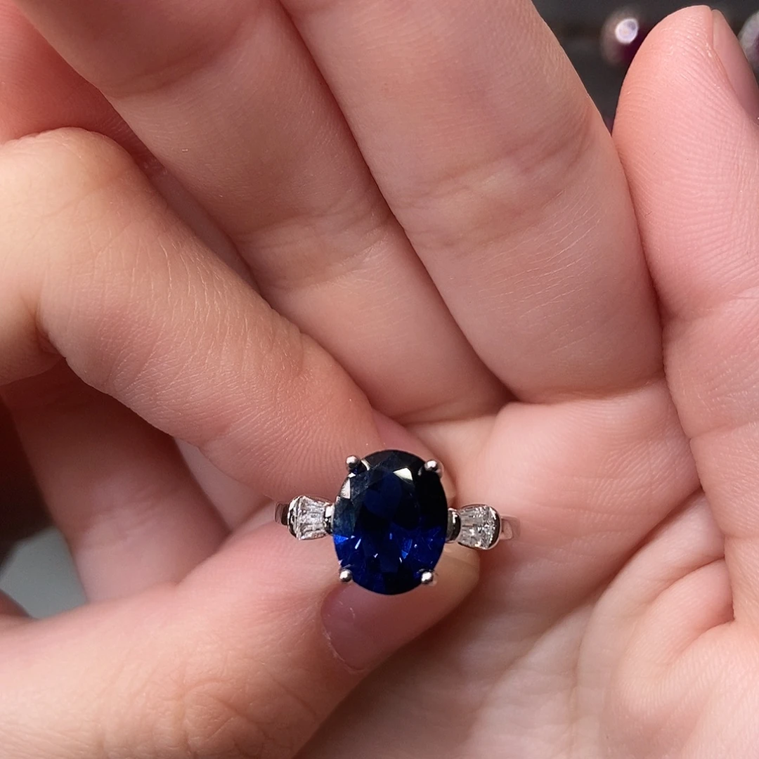 银S925镶嵌戒指蓝宝石