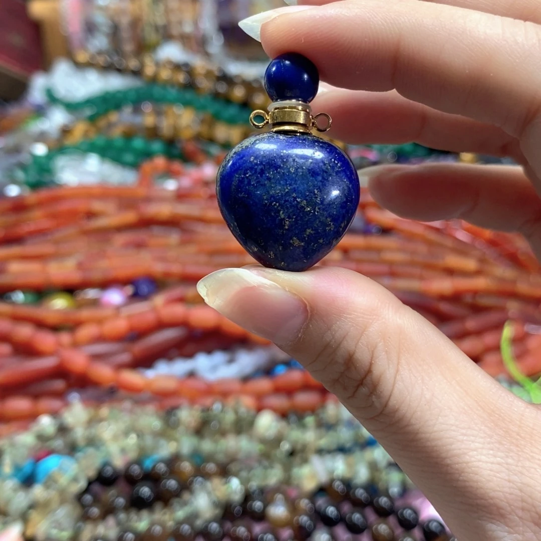 玛瑙/玉髓未镶嵌珠宝半成品青金爱心香水瓶一个