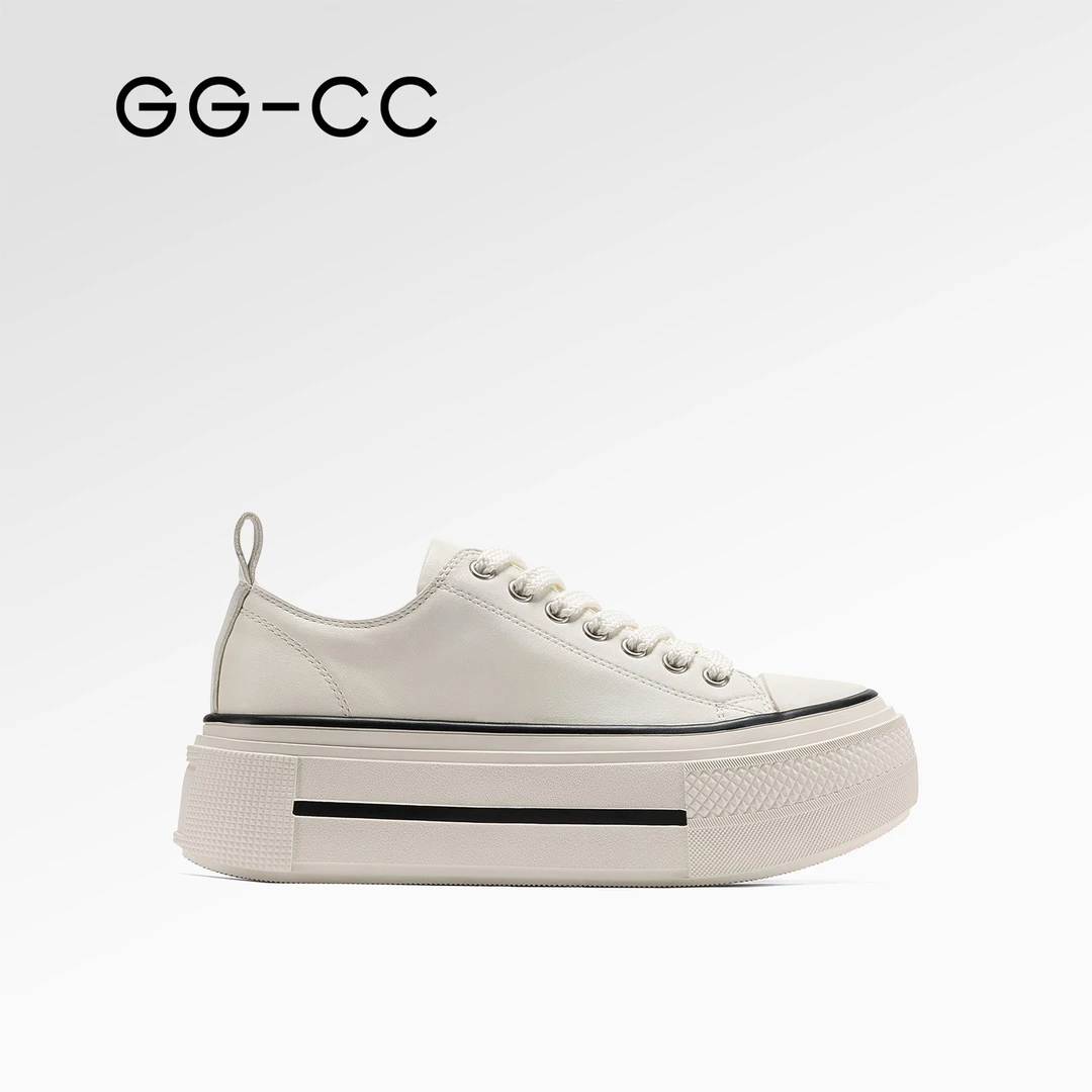 GG-CC【美高实习生】秋季新款时尚百搭厚底板鞋女款增高小白鞋2013