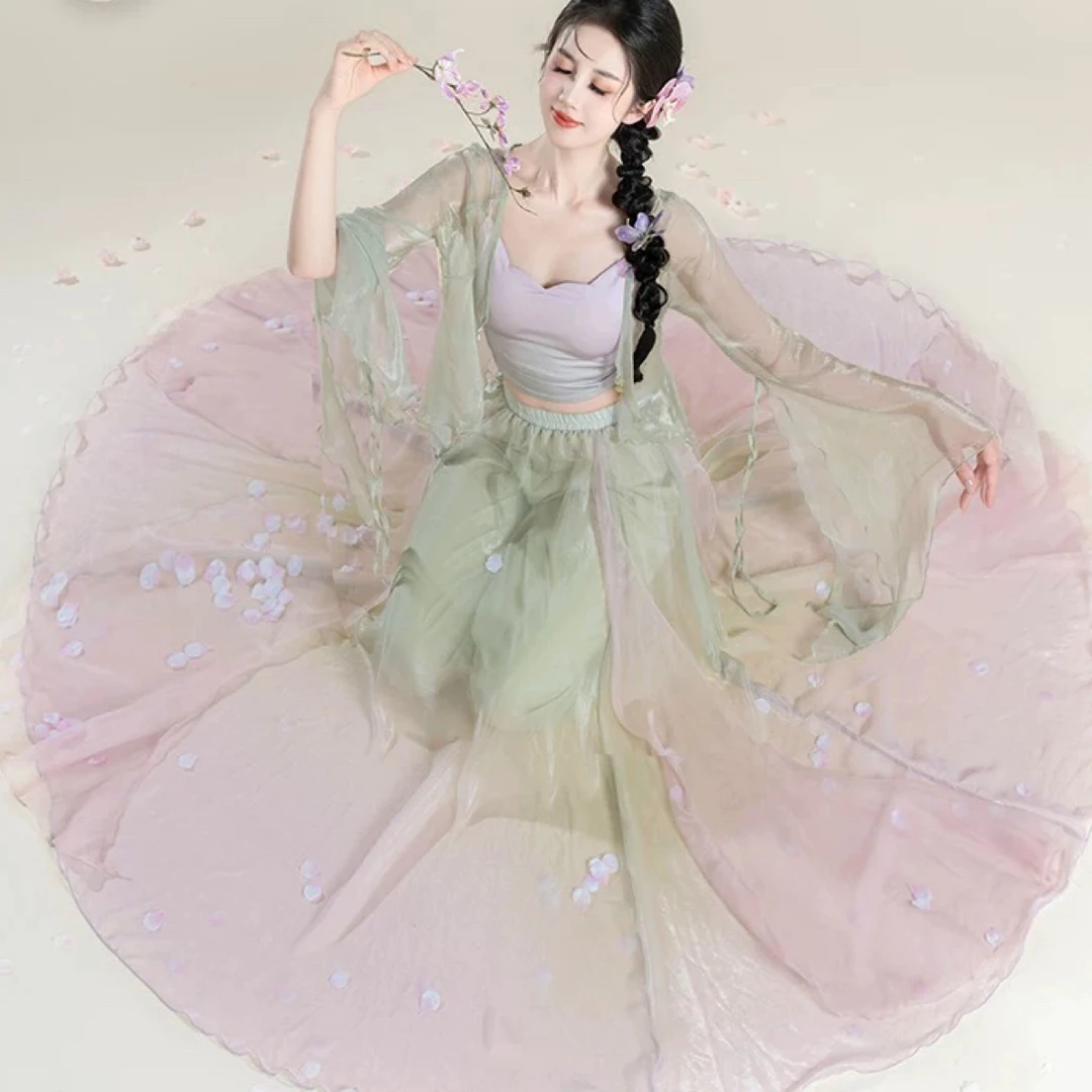 古典舞仙气飘逸纱衣身韵上衣大裙摆中国舞练功演出服