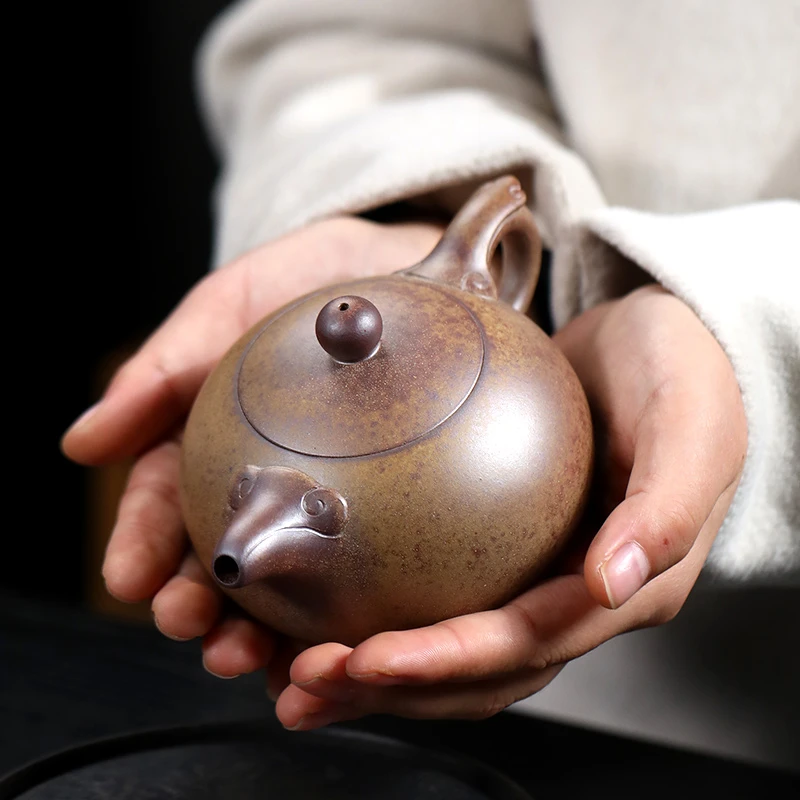 大吉羊柴烧 宜兴紫砂壶手工茶壶 原矿本山绿泥如意西施250ml庄杰