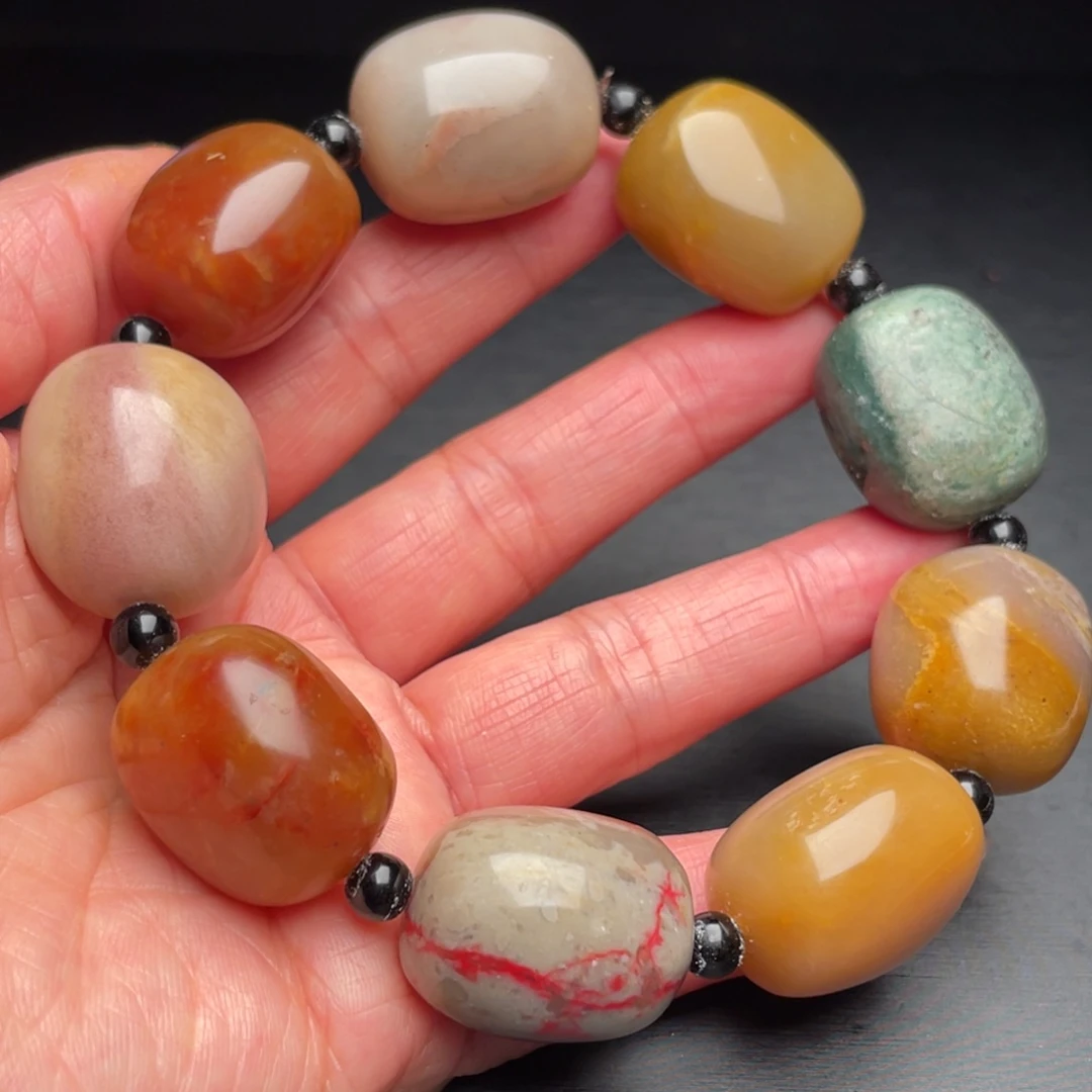 十***糊田黄石昌化石手把件手串