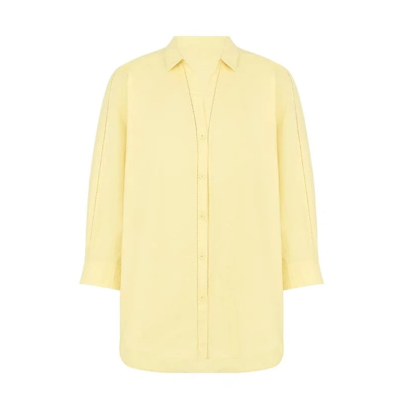 MY82510美杨黄桃衬衫 天仙黄~黄亦玫休闲度假七分袖衬衣