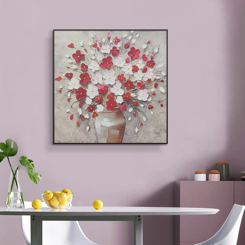 花瓶砂岩厚油肌理画装饰画客厅静物走廊过道尽头挂画花瓶8080