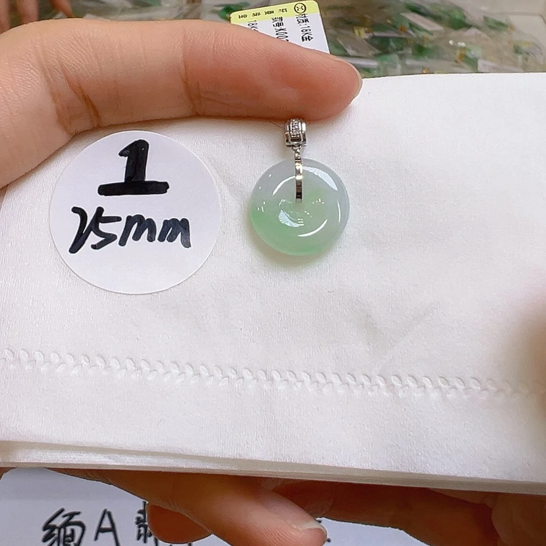 翡翠18K金镶嵌吊坠(不含链)翡翠