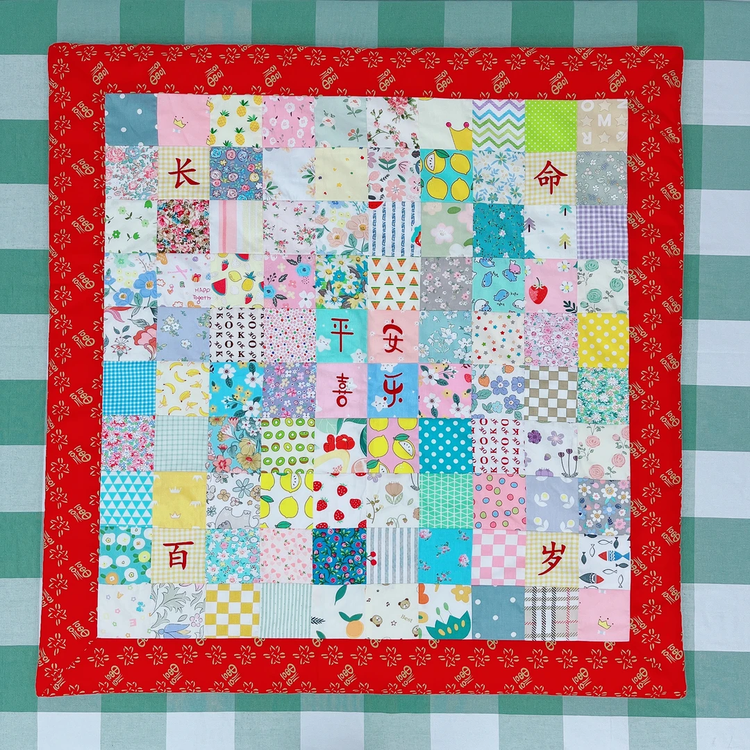 宝宝百家被婴儿纯棉花手工成品新生儿包被儿童夏凉被加厚四季盖被