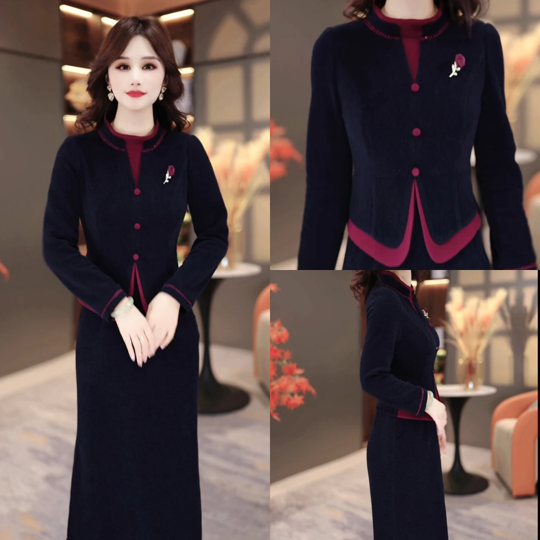 冬季显瘦连衣裙2025新款显瘦修身气韩版遮肚打底裙子MY25Y3650