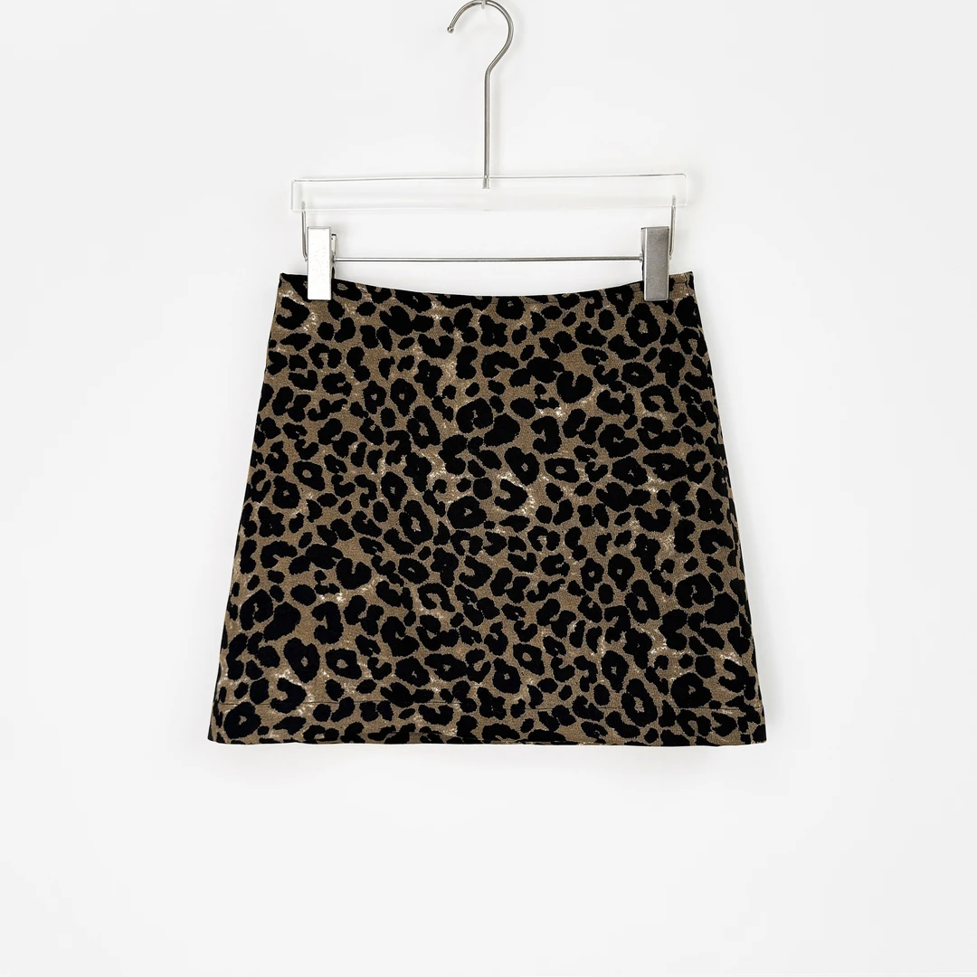 Q 时髦复古豹纹a字短裙显瘦包臀半裙 YT0711