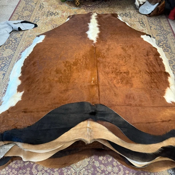 【本尼家】F165 250x225cm专拍牛皮地毯家用轻奢手工