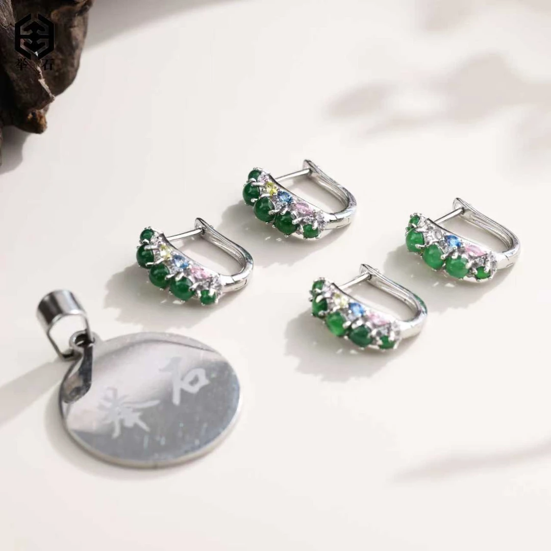 【举石精选】X0904-886-39翡翠耳饰（一对/多样性发/蛋面约2-3mm）E