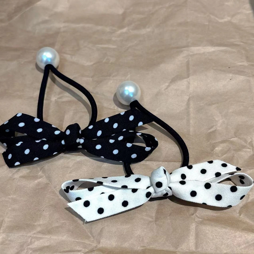 时尚简约波点蝴蝶结发圈T472