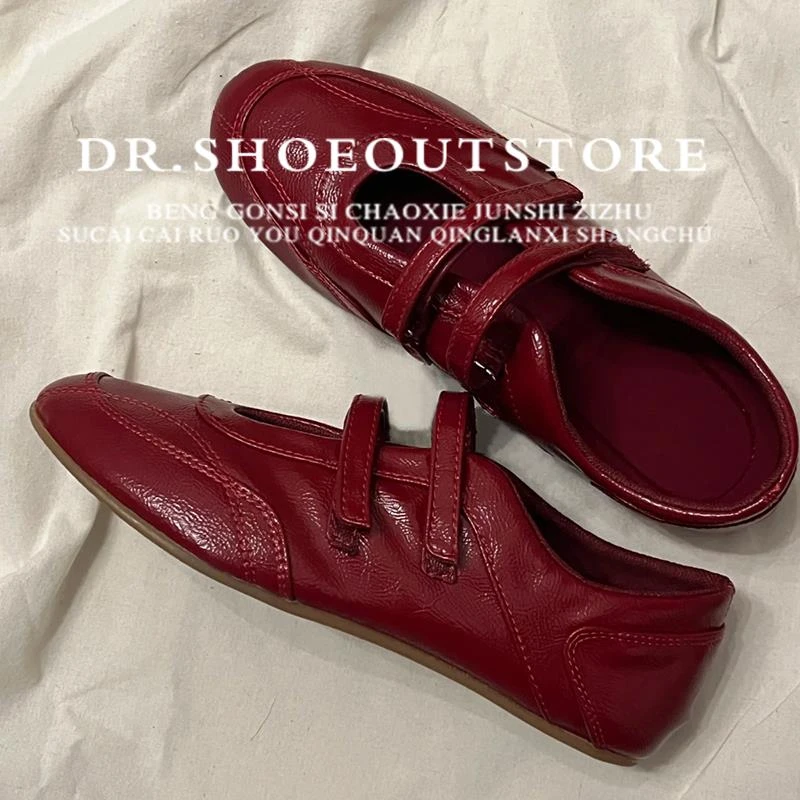 【DR官方正品】 今年流行小红鞋百搭魔术贴玛丽珍鞋女春季新款休闲