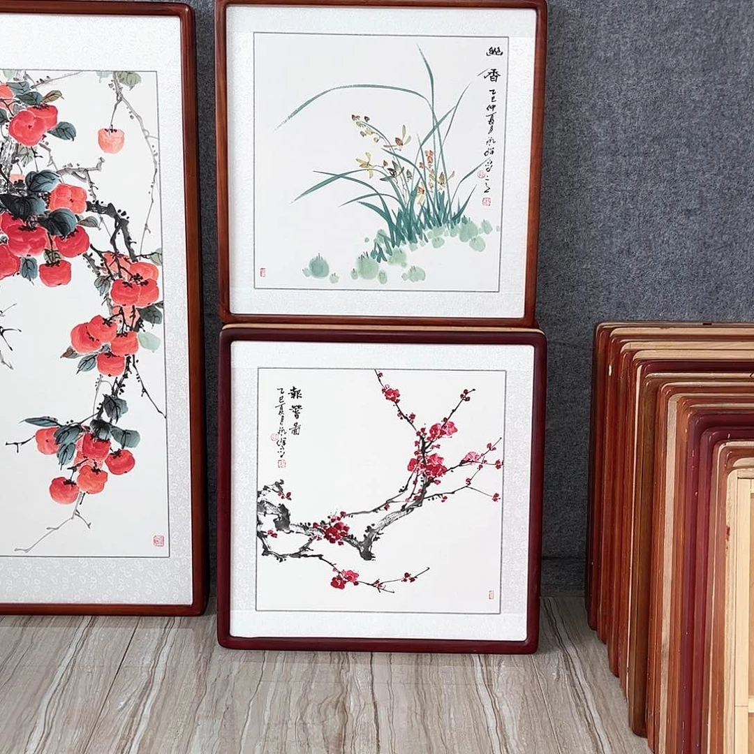 国画书画作品带框63×63