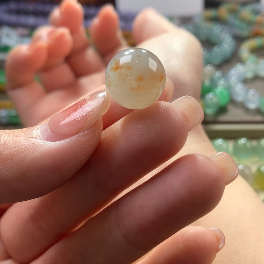 翡翠手链未镶嵌胶润锦鲤色洒金洒乌鸡花卡14.2