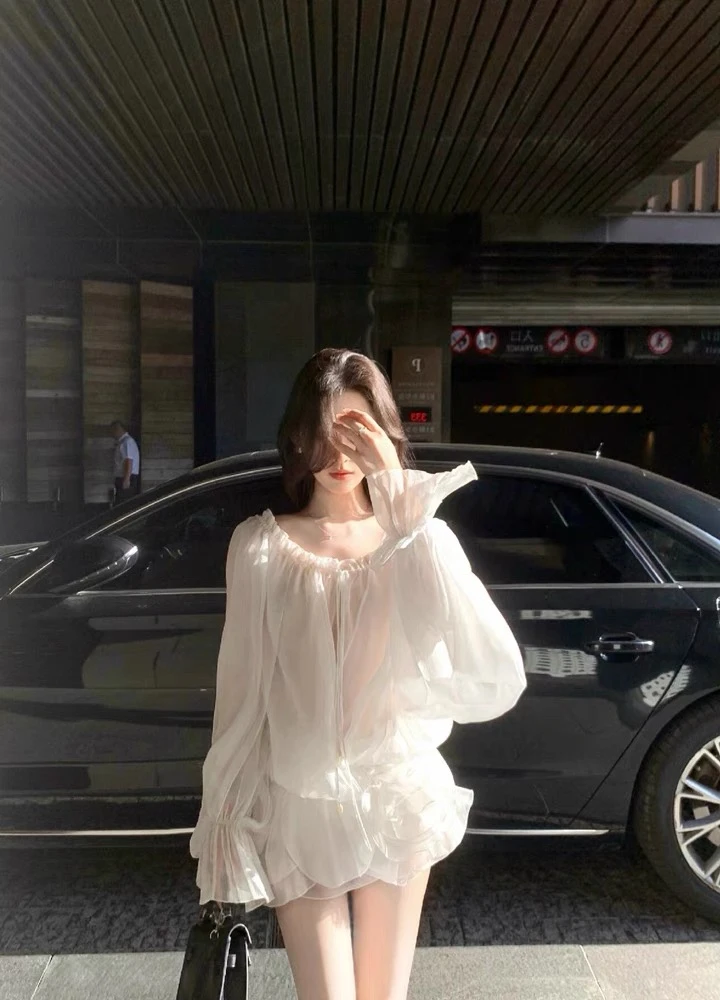 《NO退NO换》- 小众设计师四季女装显瘦气质长袖白色夏季法式长款