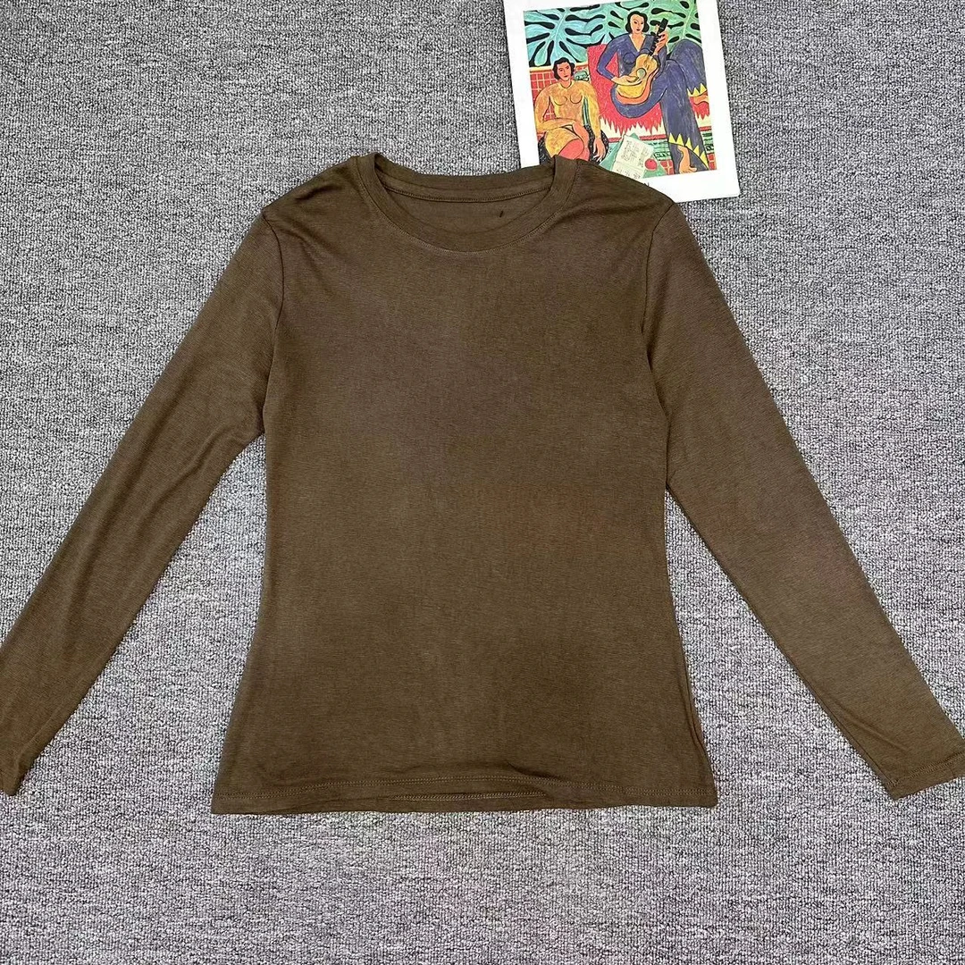 【周周家】6366濮院秋季汉麻圆领套打底T恤纯色长袖女士街风