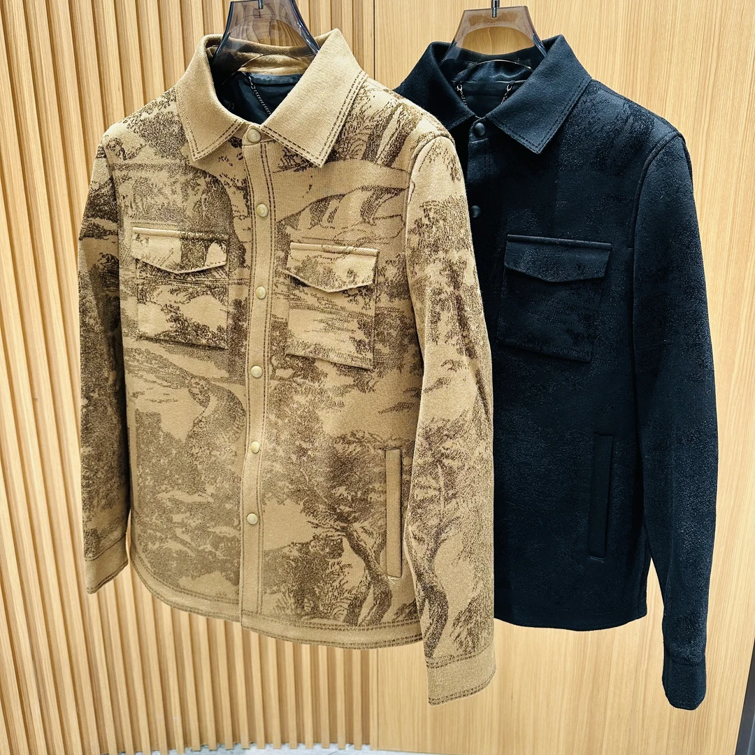 【龙港臻品】6512男士春秋提花休闲夹克外套潮流翻领时尚百搭