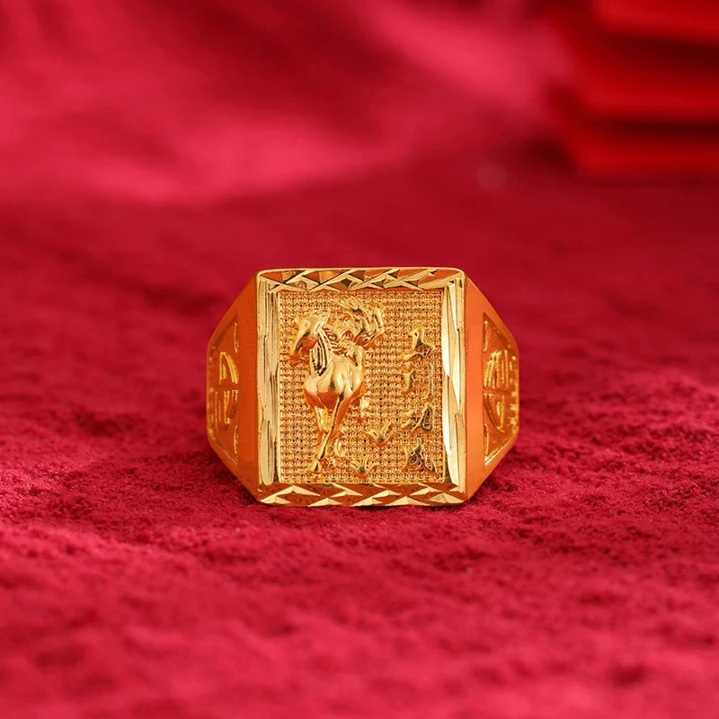 合金戒指 合金戒指复古【马到成功】男戒霸气男士戒指开口可调节