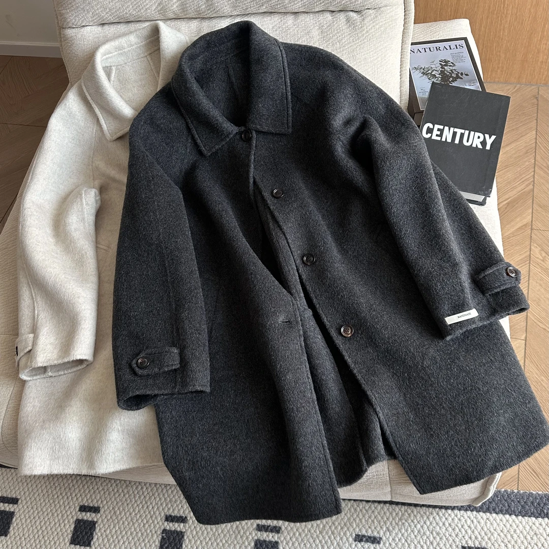 【米可家】年货系列100全羊毛【赫拉】单排扣大衣8608-1