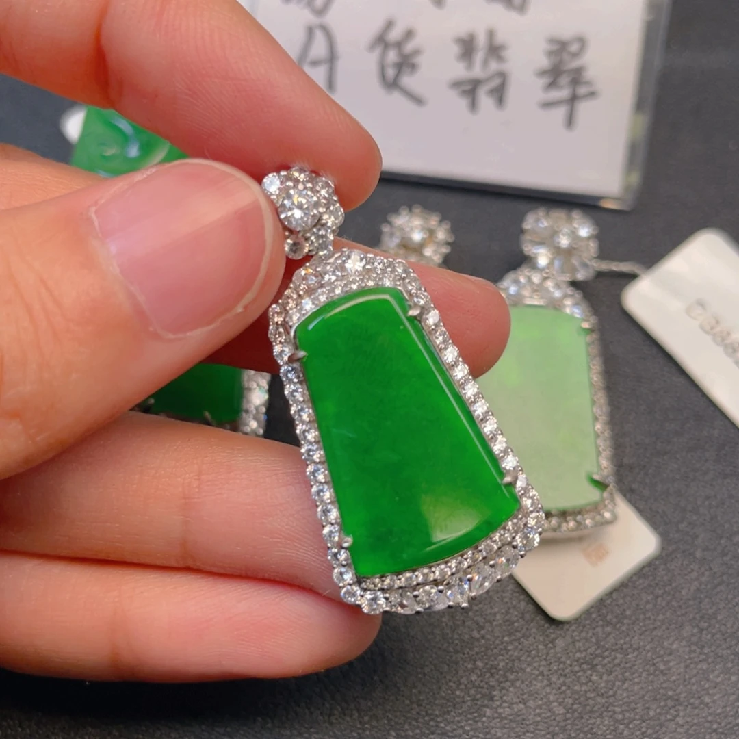 吊坠(不含链)银S925镶嵌翡翠