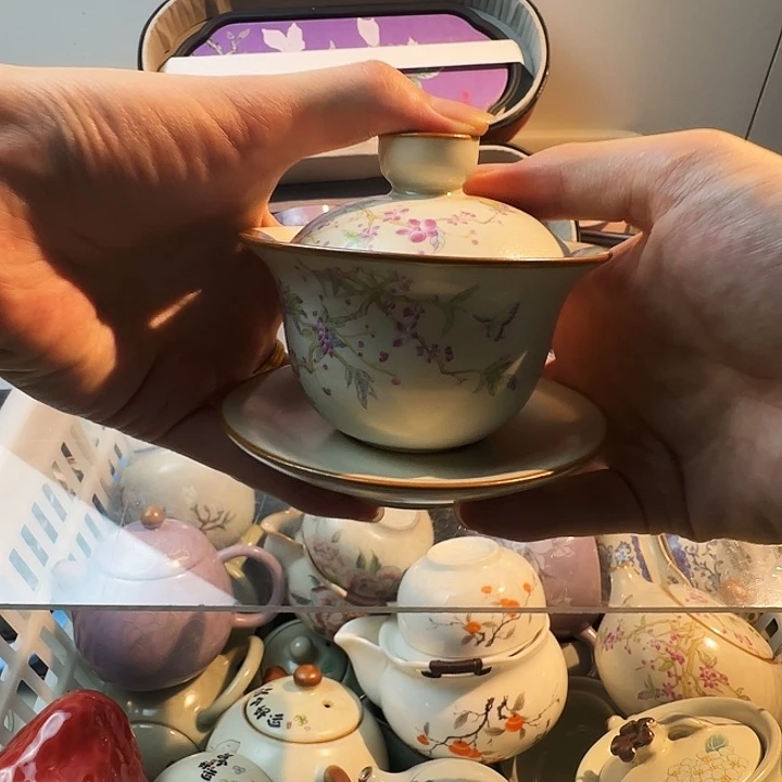 颜瓷闪购链接商品紫藤三才盖碗