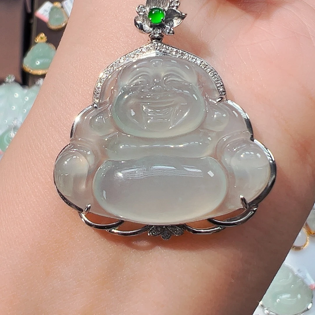 翡翠18K金镶嵌吊坠(不含链)佛公