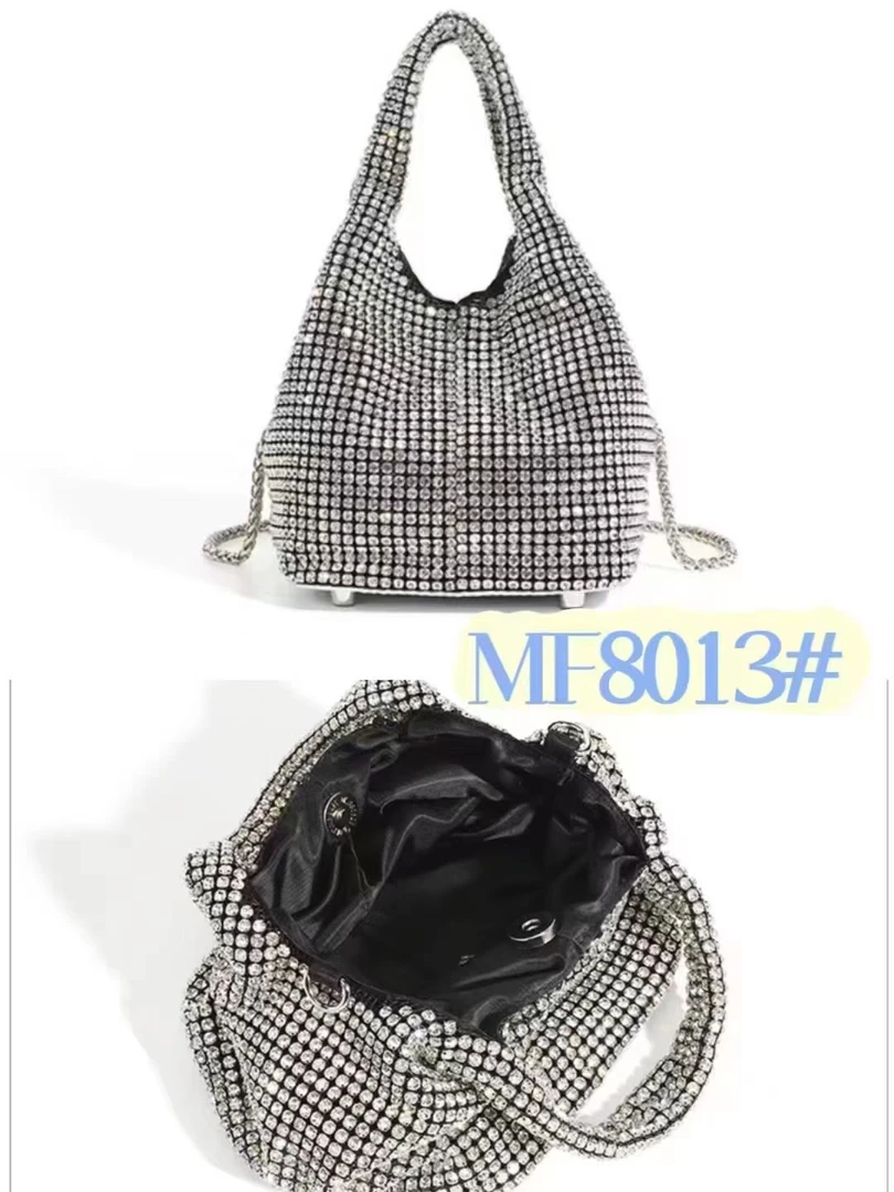 扣式镶钻链条款圆形百搭镶嵌斜挎包晚宴包时尚斜跨编织名媛轻奢