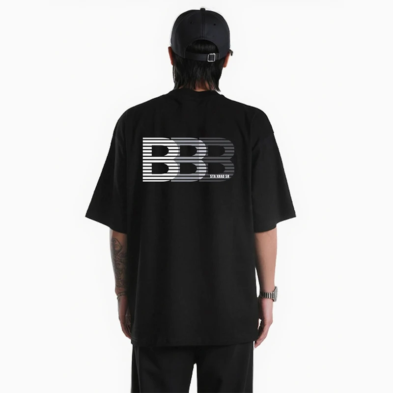 STA XRAD SR原创美式短袖T恤爆款2025新款重磅男士宽松女纯棉情侣