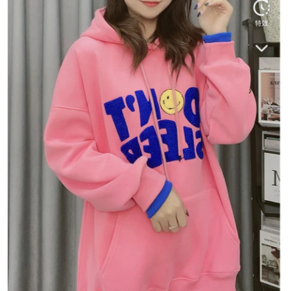 【8179】2024秋冬新款欧版笑脸字母加绒加厚连帽长袖卫衣女BBR