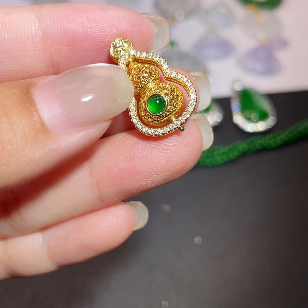 翡翠银S925镶嵌吊坠(不含链)