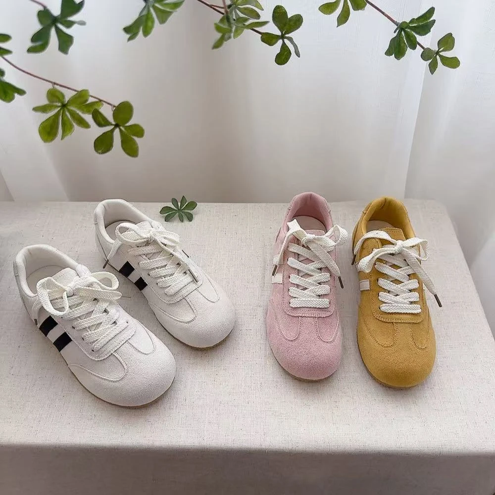 Y2506新款系带圆头舒适百搭软底德训鞋