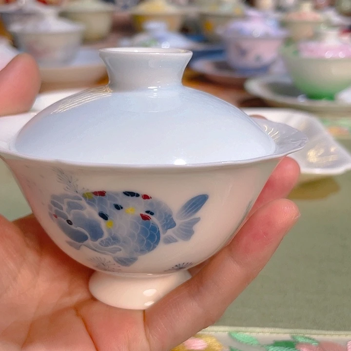 【闪购商品】春**语青花金鱼盖碗