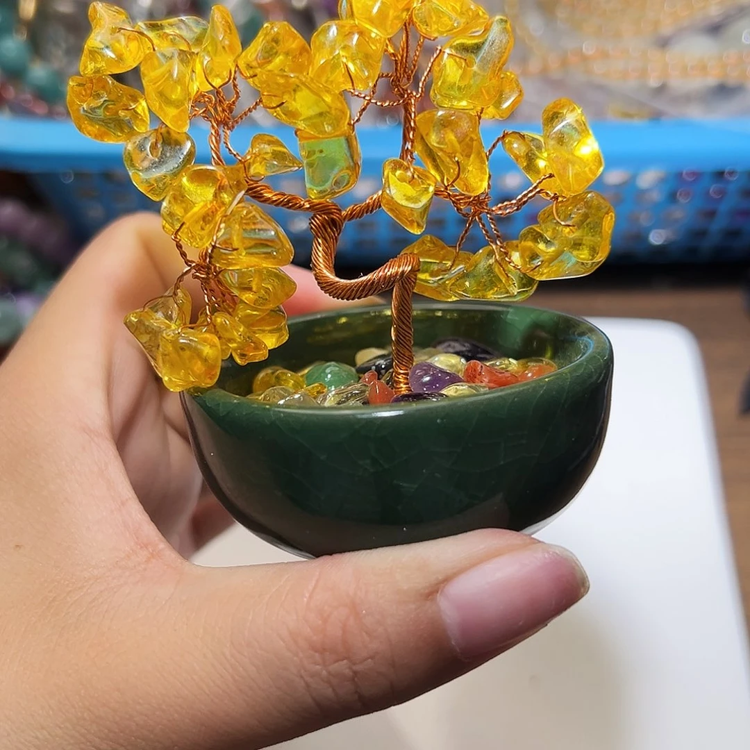 水晶手链未镶嵌黄水晶发财树