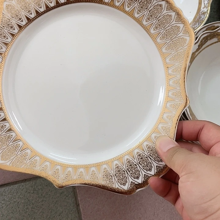 开***妍新骨瓷8寸方平低温金微瑕完美主义者慎拍