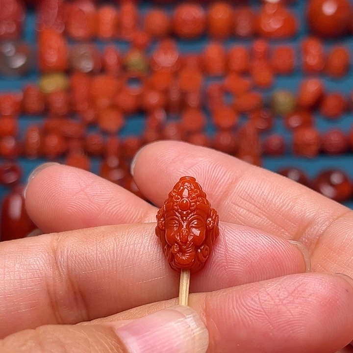 未镶嵌配饰南红玛瑙精工象神三通11mm