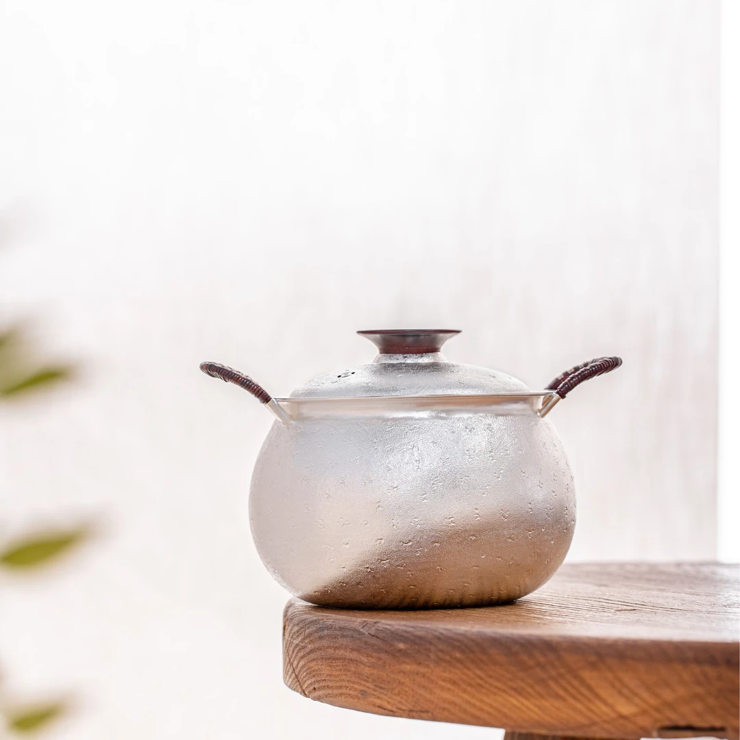 蜂鸟工坊 名匠优选 木钮锤纹双耳银锅 银火锅 MJYXA405