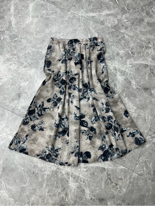 2532夏季时尚洋气显瘦晕染花朵半身裙