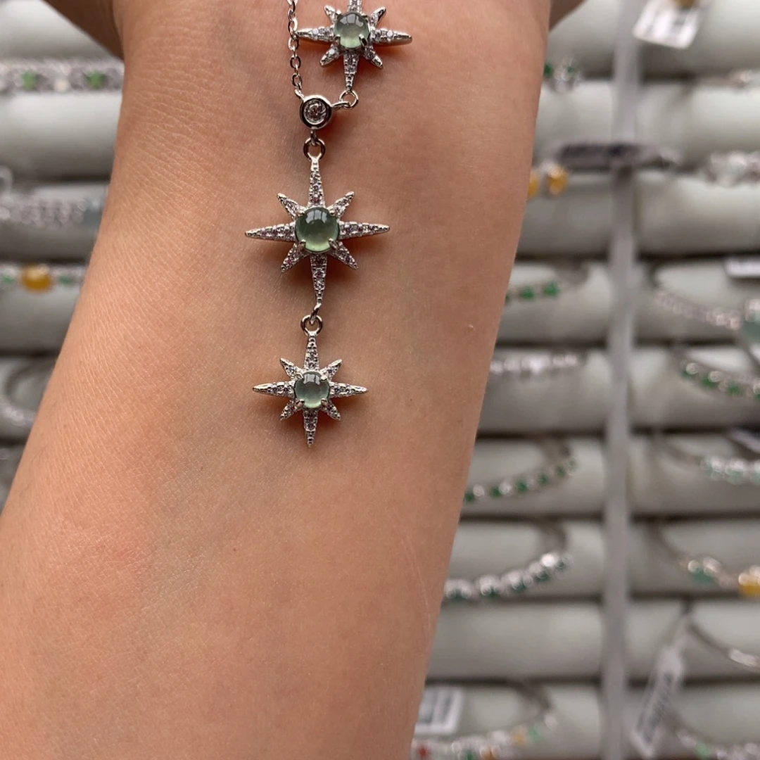 翡翠银S925镶嵌戒指项链