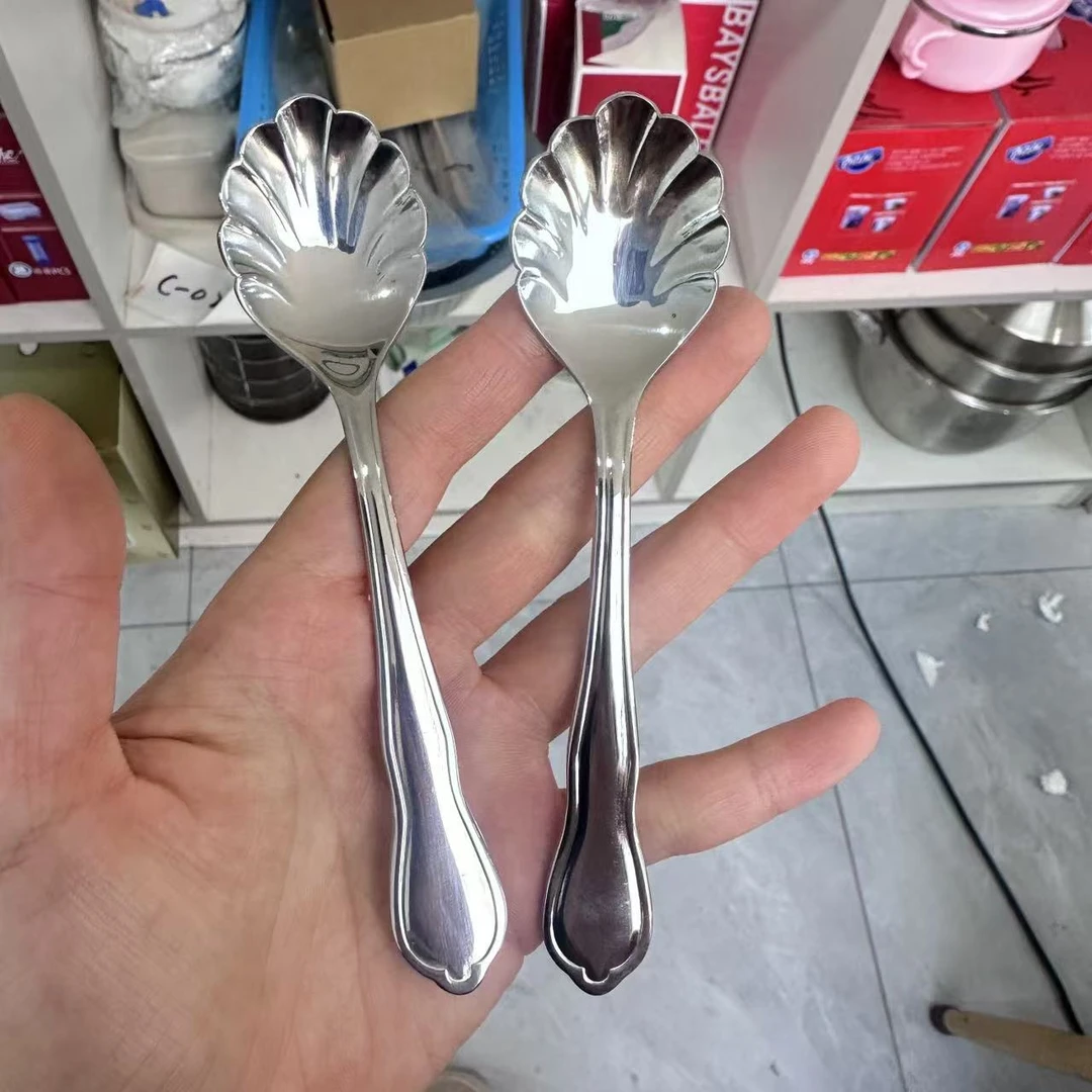 （四支装）18/10不锈钢花头勺家用餐厅汤勺饭勺咖啡勺甜品勺加厚