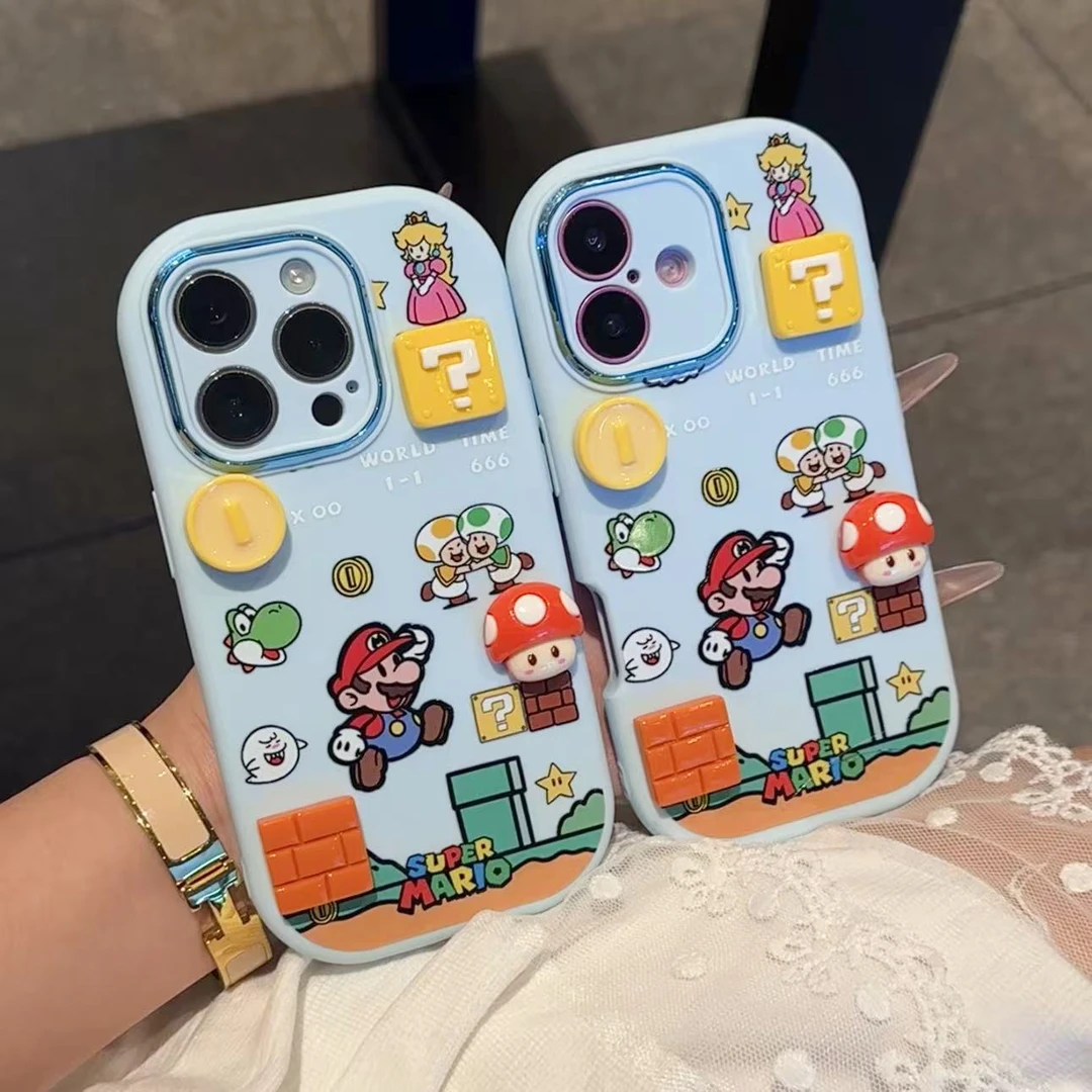 超级马里奥公仔适用苹果17/16精孔胖子手机壳华为P70vivo小米oppo