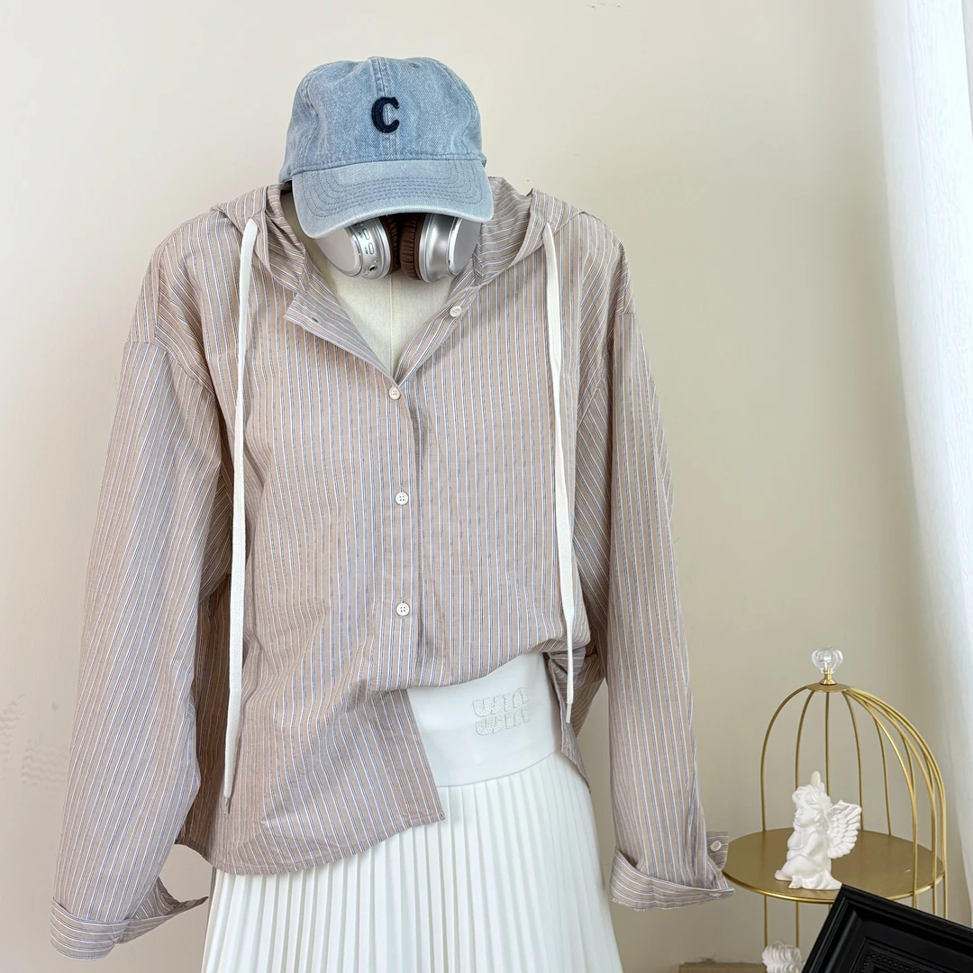 BELE ZHANG【夏日冰麻】夏季新款透气条纹衬衫-1093