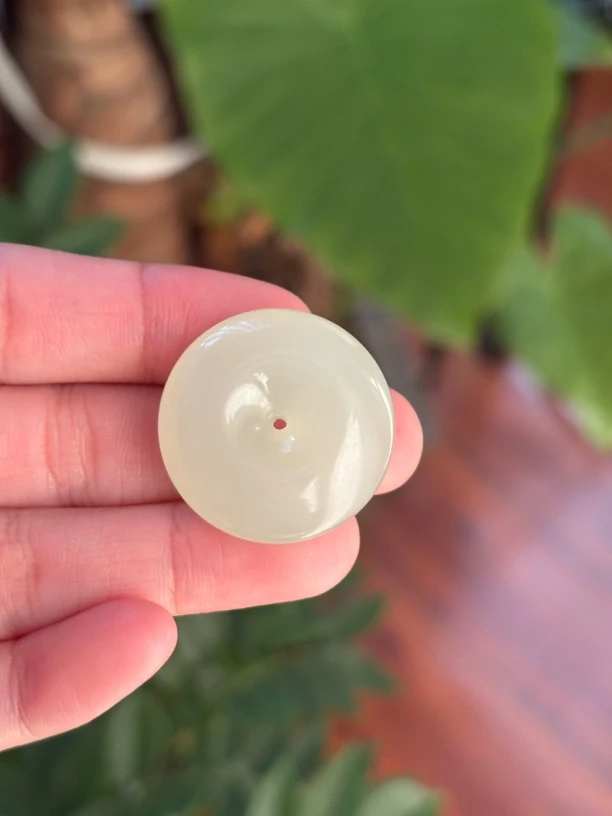 080403wm和田玉青海料平安扣吊坠多样性发其一规格约27.6*9.3