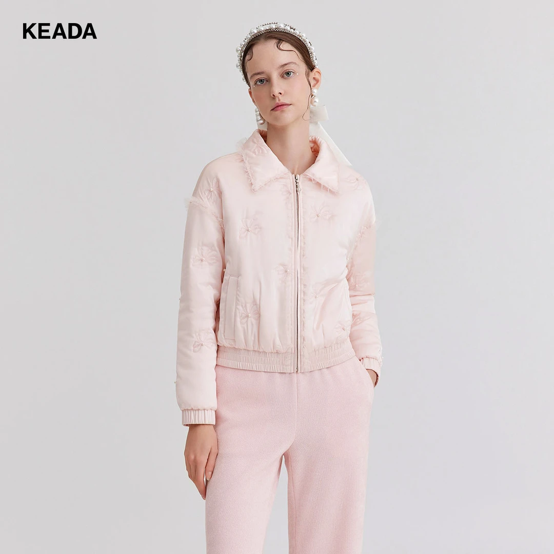 KEADA蝴蝶结减龄千金短外套小香风轻薄羽绒服女短款KSN3DJ1535