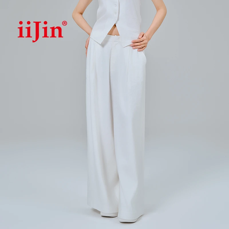 IIJIN艾今【伍咏薇同款】宽松阔腿裤垂感女显瘦休闲长裤WS25-PC081