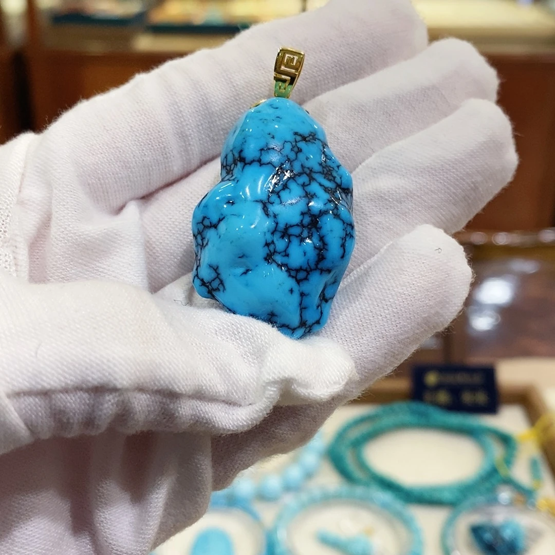 绿松石18K金镶嵌珠宝奇石