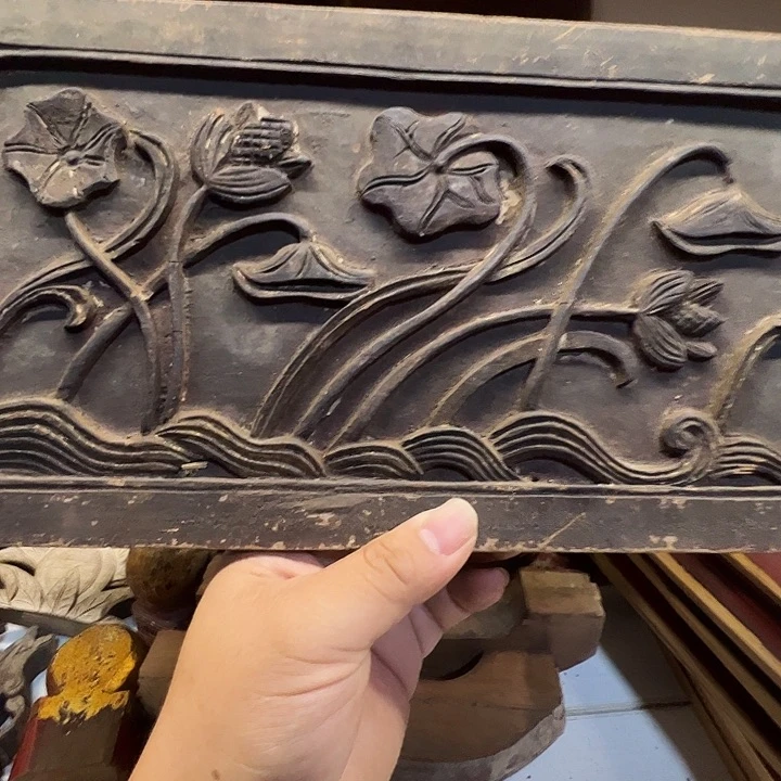 木（非红木类）冬*e木雕荷花一片