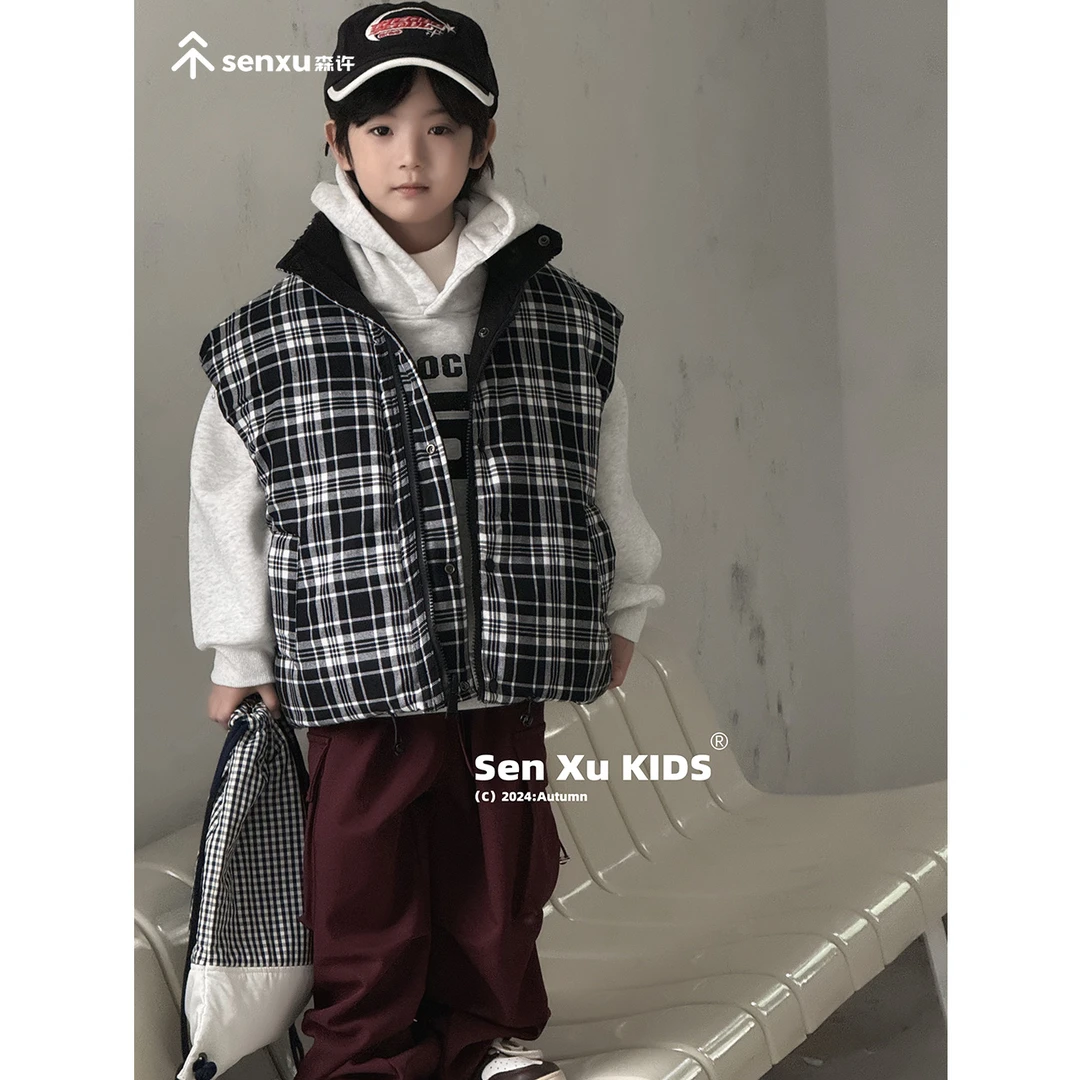 【森许】冬季新品童装宽松两面穿马甲-930