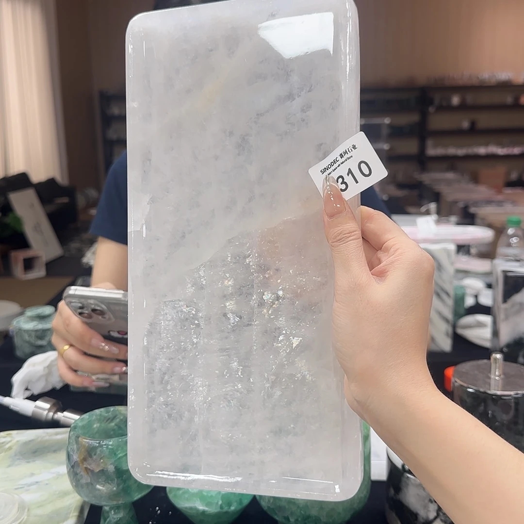 石材橙*白水晶大长方盘7310